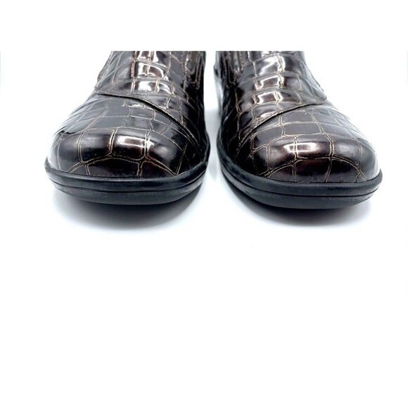 Clarks Bendables MAY POPPY Brown Croc Embossed Slip On Loafers WOMENS SIZE 9.5N - Picture 2 of 7